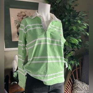 Ralph Lauren Green and White Polo Shirt